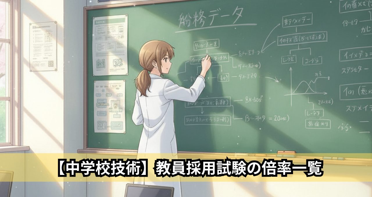 【中学校技術】教員採用試験の倍率一覧
