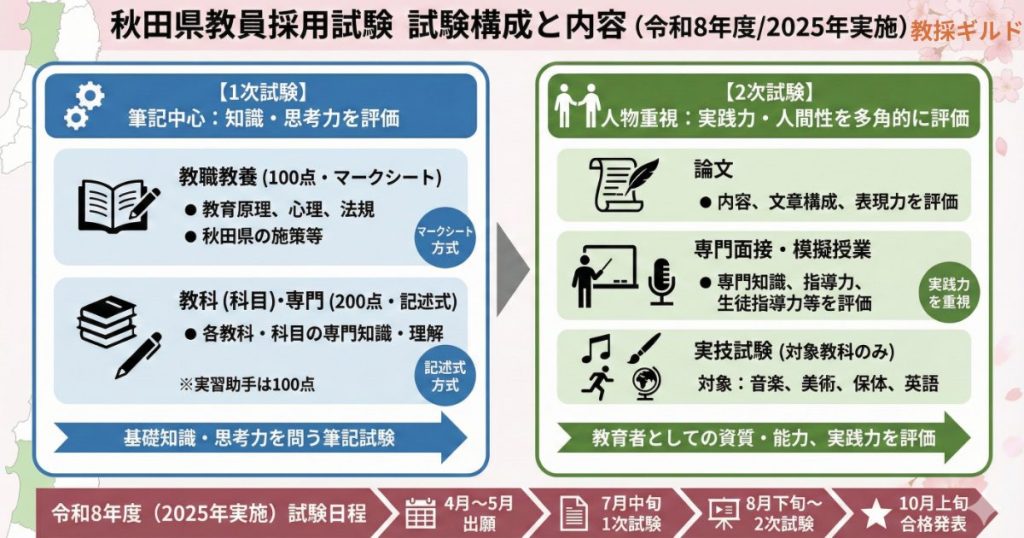 秋田県教員採用試験の科目